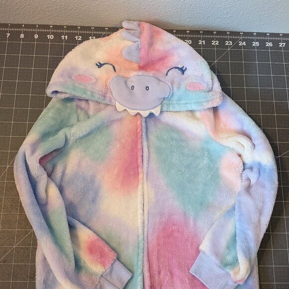 Carters zip up one piece Fleece Onesie pajamas Tie Dye Dinosaur - size 6 - Picture 1 of 4